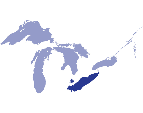 Image of the Great Lakes focused on Lake Erie