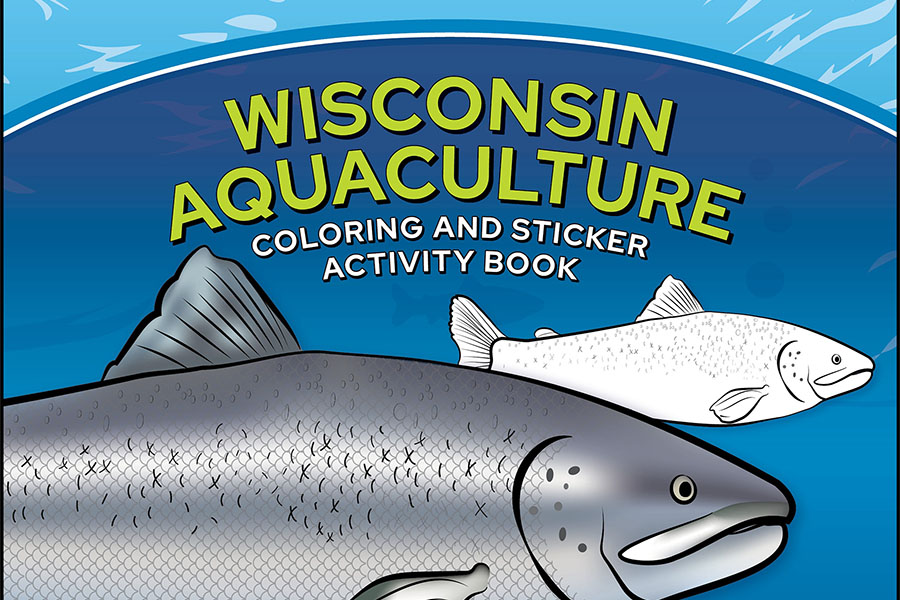 Coloring book cover exerpt with two illustrations of fish